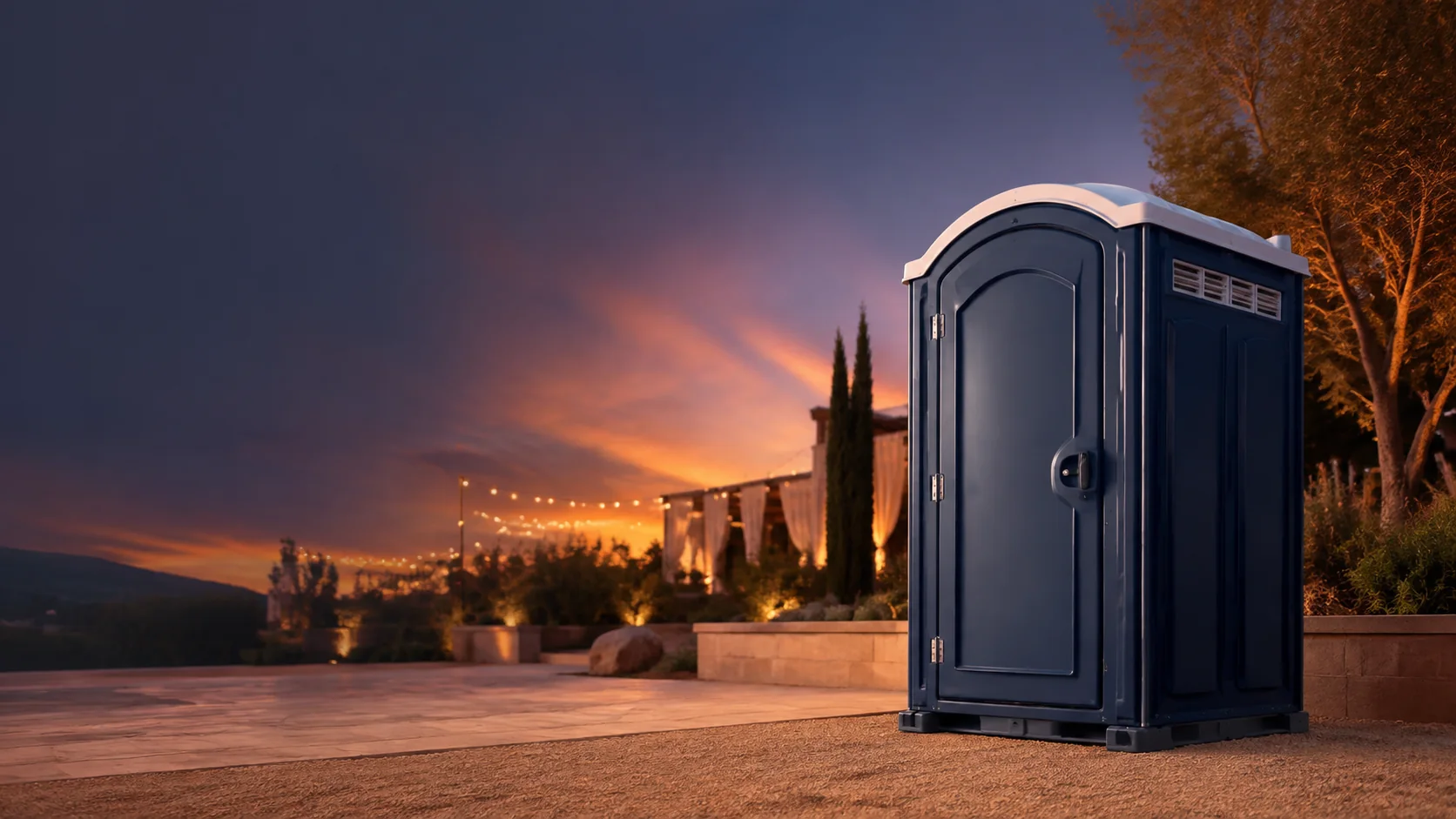 Portable restroom shown for rental planning in Oak Park, IL
